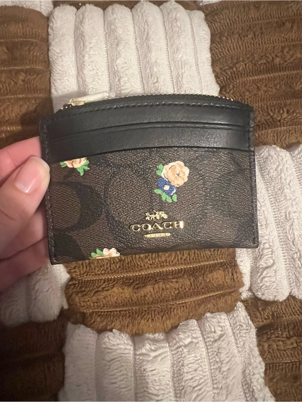 Coach Vintage Rose Card Case in Brown/Black Multi Signature Canvas NWTS!